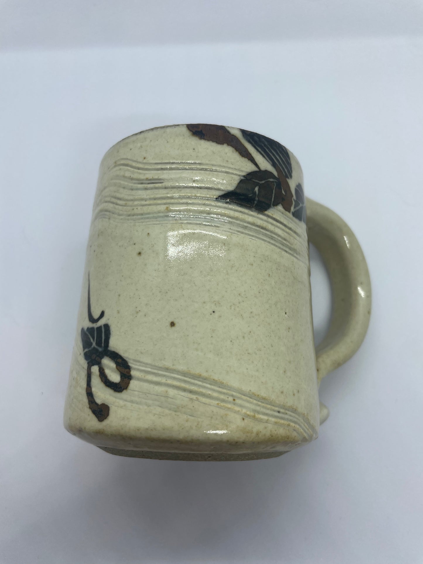 HANDMADE floral POTTERY MUGS SET OF 2