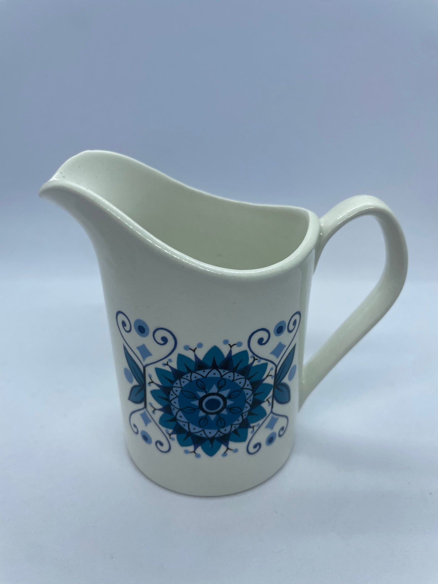 JOHNSON BROTHERS “engadine” blue folk art cream jug