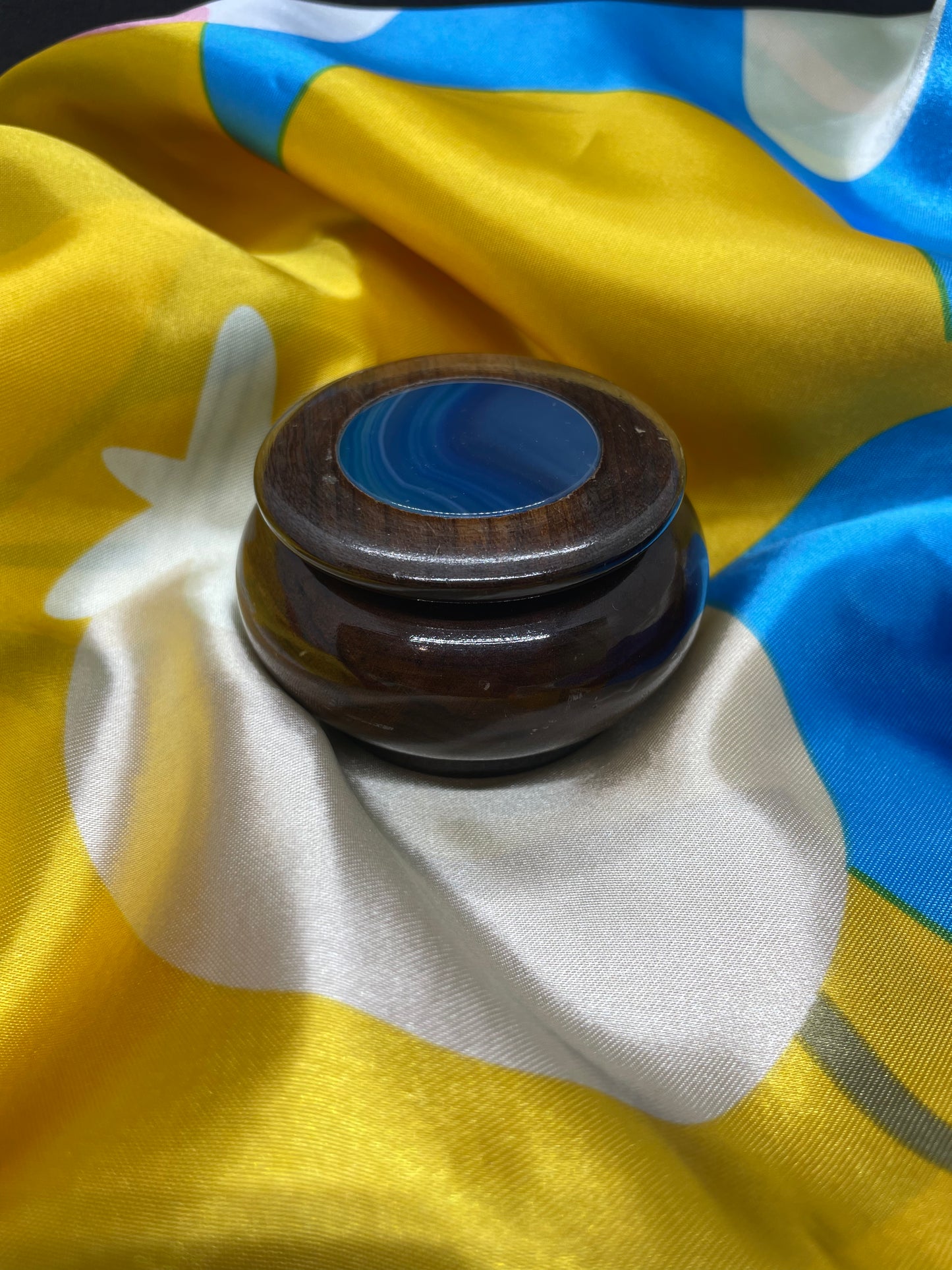 BLUE AGATE GEODE trinket box BRAZIL