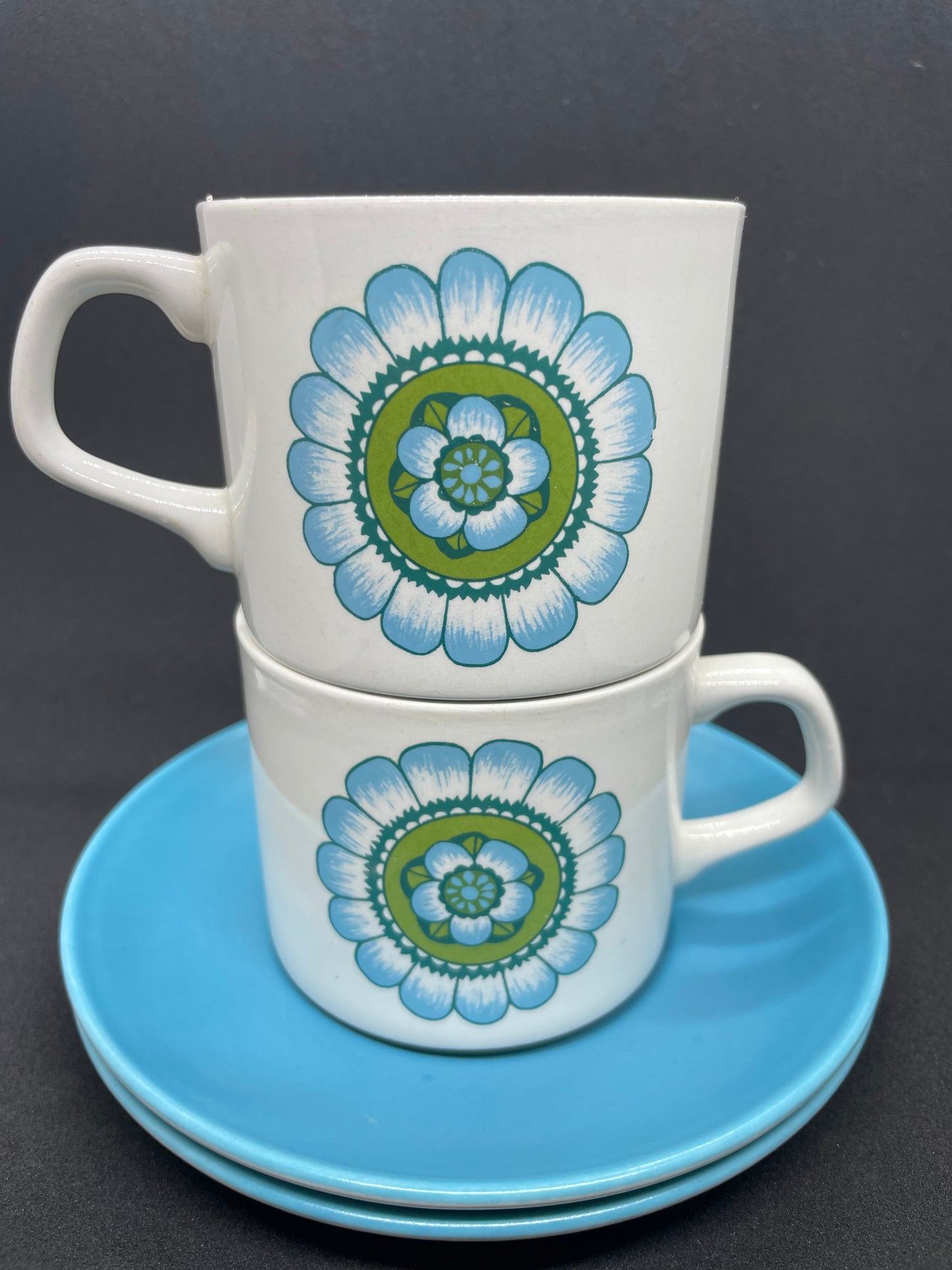 1970’s J & G MEAKIN capri cups and saucers (SET of 2)