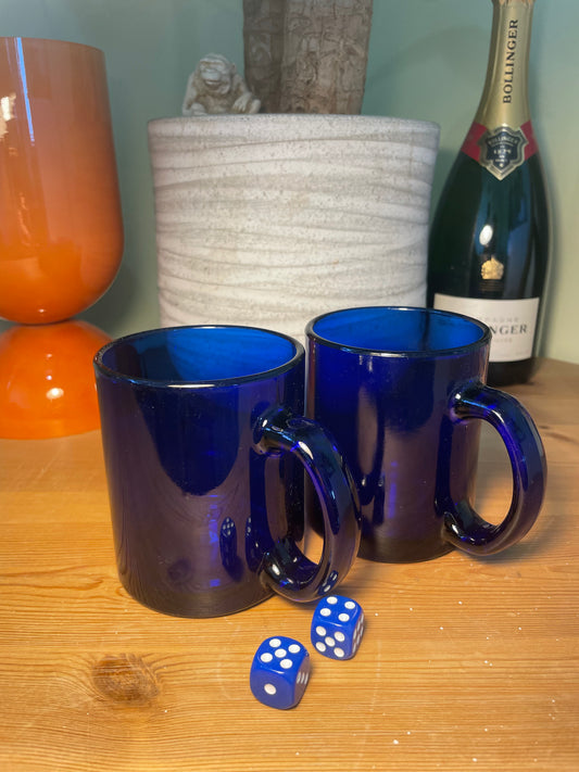 VINTAGE LIBBY COBALT BLUE MUGS